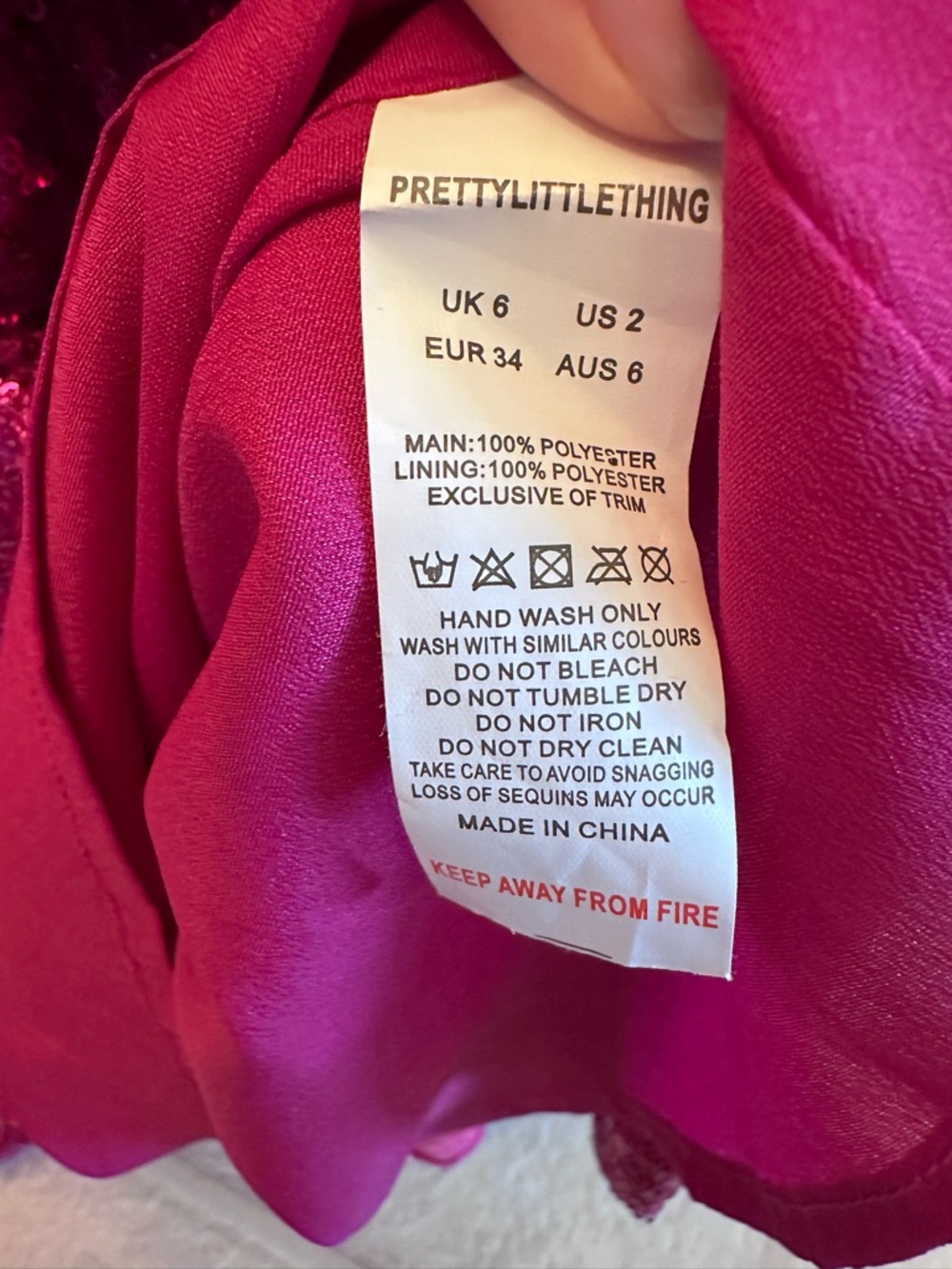 PrettyLittleThing Hot Pink Sequin Long Sleeve Mini Dress - Picture 7 of 8